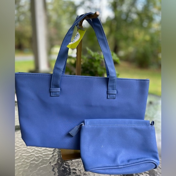NWT- Vintage 90’s -Circle of Beauty-Blue Tote and Pouch Set - Picture 7 of 9